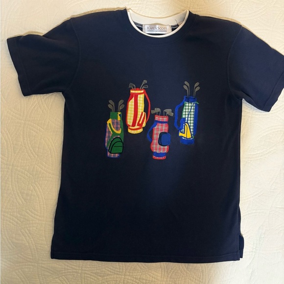 Preppy Navy Golf Print Vintage Shirt Small - Picture 2 of 5